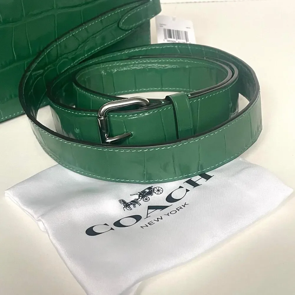 Coach Charter Crossbody 19 CW431 Ivy Green Croc Leather Double Zip